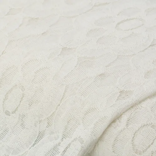 Tissu tulle fin ""fleurs et ornements"", blanc crème