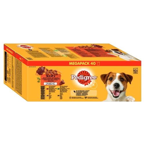 40x 100g Pedigree Frischebeutel Multipack (4 Varietäten in Gelee) Hundefutter nass