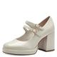 MARCO TOZZI Damen Pumps mit Riemen mit Plateausohle Vegan, Beige (Cream Patent), 40