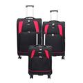 A1 FASHION GOODS Expandable Spinner Four Wheel Soft Shell Travel Bag Suitcase Luggage York Black Red Purple (Black, Set x3 (C+M+L))