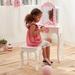 Teamson Kids Fashion Prints Vanity Set w/ Mirror Wood/Manufactured Wood in Pink/Green/Brown | 33.25 H x 10.5 W x 22.5 D in | Wayfair TD-11670F