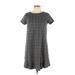Ann Taylor LOFT Casual Dress - Shift Crew Neck Short sleeves: Gray Dresses - Women's Size 6 Petite