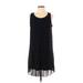 MNG Casual Dress - Shift Scoop Neck Sleeveless: Black Print Dresses - Women's Size 4