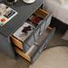 Double-decker Upholstered Nightstand Storage Coffee Side Table, Grey