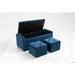 47.5" Wide Rectangle 3 Pc Sets Lift Top Storage Bench with Stylish Rivets & Button Tufted Top Footrest Stool Coffee Table