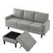 Convertible Sectional Sofa L Shaped Upholstered Sofa Couch with Storage Reversible Ottoman Bench, 3-Seat Sofa w/Chaise Lounge
