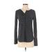 Lucky Brand Long Sleeve Henley Shirt: Black Color Block Tops - Women's Size X-Small