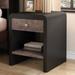 Sofa Side Table Nightstand w/ Open Shelf and 1 Drawer, Walnut/ Black