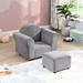 Kids Recliner Chair Velvet Accent Chair Living Room Club Chair, Chair & Ottoman Sets Office Reading Chair, Dark Gray