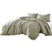 Edge 4 Piece Queen Size Duvet Comforter Set, Washed Linen, Sage Green