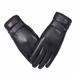 HOMEMAXS Winter Leather Gloves Touch Screen Gloves Warm Thicken Riding Workout Gloves for Travel Outdoor (Black)