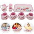 KZLO Iron Afternoon Tea Set for Toddler Children Tea Party Set Tray Teapot Kitchen Accessories Birthday Gifts