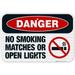 Danger No Smoking Matches Or Open Lights Sign OSHA Danger Sign 12x18 Reflective Aluminum EGP