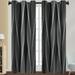 Ritualay Thermal Insulated Room Darkening Curtain Blackout Curtain Flotal Printed Window Treatments Eyelet Ring Top Window Drapes for Bedroom Living Room Black Stripe 132*160CM