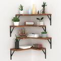 4 Pack Corner Floating Shelves Wall Mounted iMounTEK Wooden Shelf with Metal Brackets for Living Room Bedroom Kitchen Bathroom