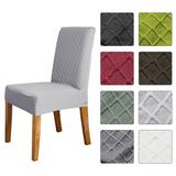 Arealer 1pcs Stretch Solid Diamond Lattice Dining Chair Cover Slipcover Removable Washable Short Dining Chair Protector Seat Solid Slipcovers for Hotel Dining Gray