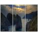 Design Art Dark Rocky Panorama Coastline - 3 Piece Photographic Print on Wrapped Canvas Set
