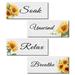 CELIVESGG 4 Pcs Sunflower Bathroom Wall Decor - Rustic Sunflower Bathroom Wall Art Bathroom Wooden Signs - White