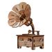 Box Music Wooden Musical Phonograph Puzzles Antique Up Decoration Classic Gramophone Retro Hand Wind Crank Mechanism