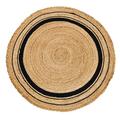 Round Shape Braided Rug Floor Rug mat Cotton Home Decor Rug Circular Meditation mat Yoga mat Jute Rug Solid Area Rugs (2 feet Black)