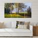 DESIGN ART Designart Subtle Evening Light Through The Trees III Lake House Canvas Wall Art Print 48 in. wide x 28 in. high - 4 Panels