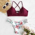 Swimsuit Women WWomen s Bikini Cut Flower Two Piece Swimsuit Pushups Swimwear Beachwear