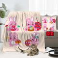 Dicasser Happy Easter Bunny Blankets With Pillow Cover Spring Bunnies and Flowers Blankets For All Reason