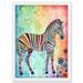 Rainbow Floral Zebra Folk Art Artwork Framed Wall Art Print A4