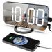 Digital Alarm Clock Large Mirror Surface LED Clocks with Dual USB Charger Ports Black