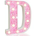 LED Marquee Letter Lights Light Up Pink Letters Glitter Alphabet Letter Sign Battery Powered for Night Light Birthday Party Wedding Girls Baby Gifts Home Christmas Decoration Pink Letter D