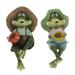 2pcs Resin Couple Frogs Ornament Sitting Frogs Figurines Tabletop Adornment