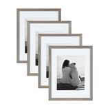 DesignOvation Gallery Picture Frame Set Set of 4 11 x 14 Matted to 8 x 10 Gray Decorative Farmhouse Set of Robust Solid Wood Picture Frames for Wall Decor