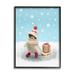 Stupell Industries Penguin Christmas Present Sled Holiday Photography Black Framed Art Print Wall Art