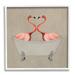 Stupell Industries Flamingos In Tub Beige Bathroom Animals & Insects Painting White Framed Art Print Wall Art