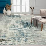 Abstract Grey Tones Area Rug Blue/Grey 2 6 X 8 8 Runner Entryway Bathroom Bedroom