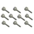 10 Pack 1/4-20 X 1 Inch Threads 303 Stainless Steel Knurled Thumb Screws Knobs With Straight Shoulders Right-Hand Threads SAE Flat Tip Uncoated