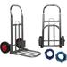 Folding Hand Truck with Ropes Folding Hand Truck 220 Lb Capacity Heavy-Duty Luggage Trolley Cart with Telescoping Handle and 2 Rubber Wheels Silver Black Red