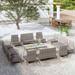 moobody 16 Piece Patio Set with Cushions Poly Rattan Gray