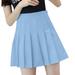 MSJUHEG Skirts For Women Blue Dress Women S Fashion High Waist Pleated Mini Skirt Slim Waist Casual Tennis Skirt Women S Skirts Sky Blue 2Xl