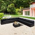 Costway 10 PCS Patio Rattan Furniture Set Outdoor Wicker Sofa Table Cushioned Seat Black