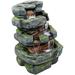 Stone Polyresin And Fiberglass Outdoor Tiered Fountain With LED Lights
