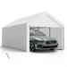 Grezjxc 10 x 20ft Steel Carport Heavy Duty Awning Car Canopy Tent with Side Walls for outdoor Truck Boat Car Port Party Storage (White)