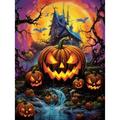 5D DIY Halloween Pumpkin Diamond Painting Kits for Adults Kids Full Drill Embroidery Cross Stitch Rhinestone Paintings Pictures Arts Wall Decor Painting Dots Kits 12x16 in