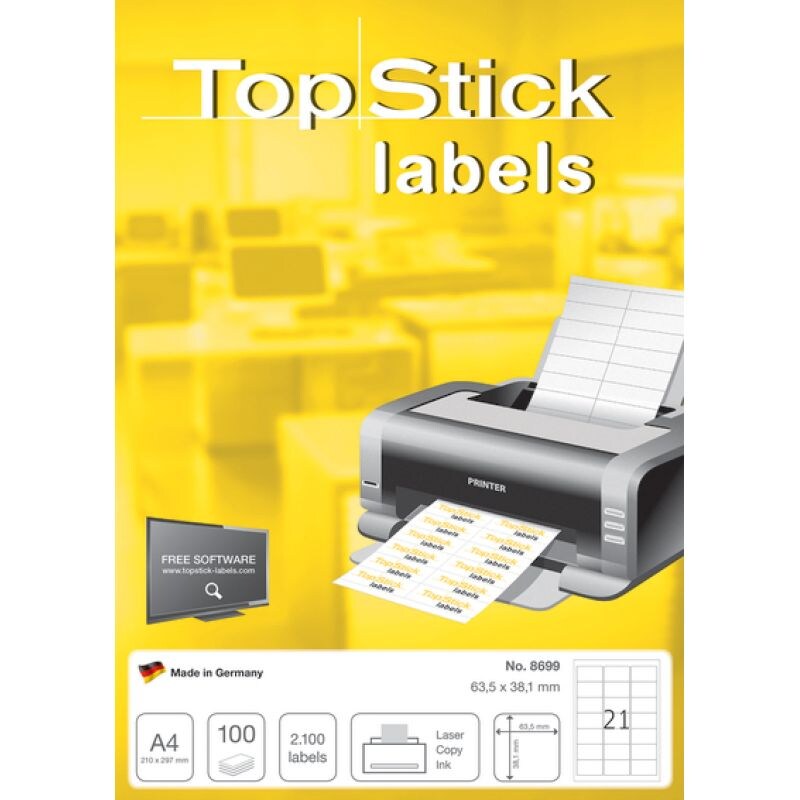 TOP STICK Universal-Etiketten, 38,1 x 21,2 mm, 100 Blatt Image