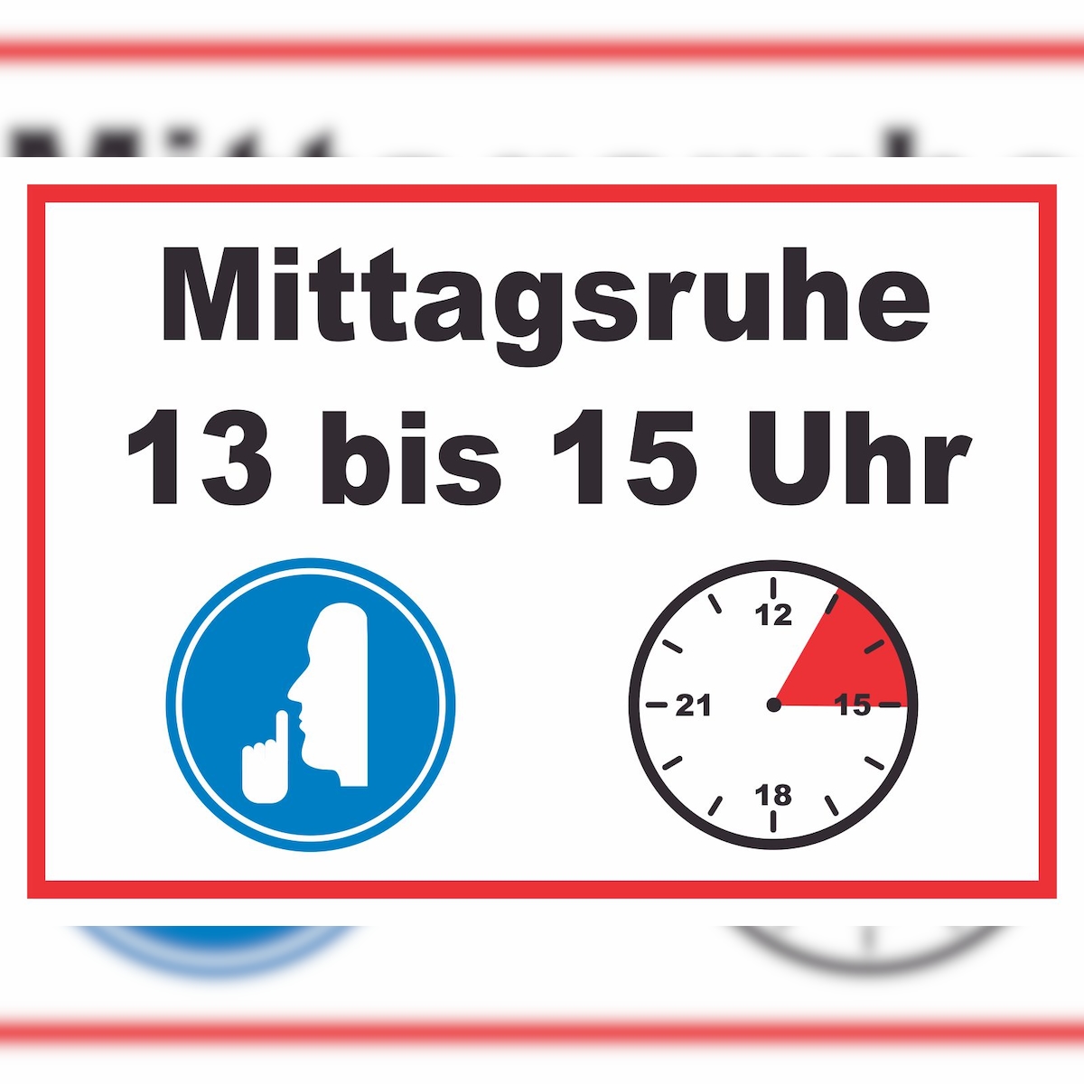 Mittagsruhe 13 bis 15 Uhr Schild A5 Rückseite selbstklebend Image