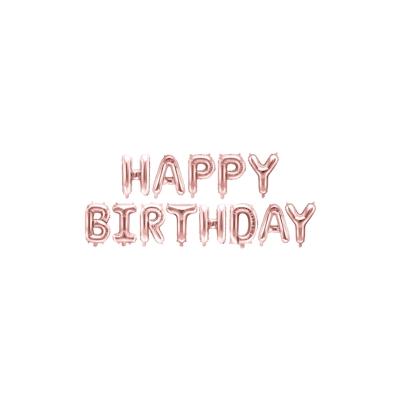 Folienballon Schriftzug Happy Birthday roségold