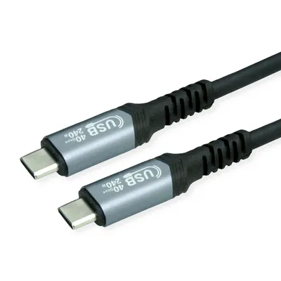 VALUE USB4 Gen3x2 Kabel, C–C, ST/ST, 40Gbit/s, 240W, schwarz, 0,5 m Image