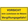 Schild VORSICHT beim Laufenlassen der Motoren Vergiftungsgefahr!, Kunststoff, 400x200mm