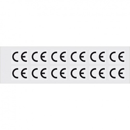 Aufkleber I CE-Zeichen, RoHS konform, rechteckig, weiß/schwarz, Folie, selbstklebend, 30x25mm, 12/Bogen Image