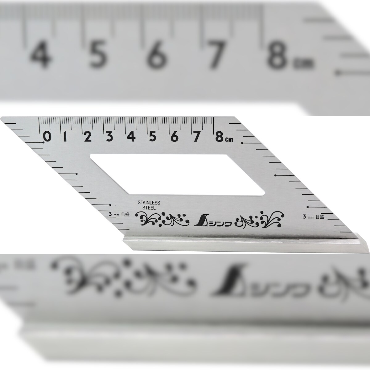 Shinwa 12595 Gehrungswinkel 45° mit Anschlag by FAMEX (62060) Anschlagwinkel Winkelmesser - aus Edelstahl Image